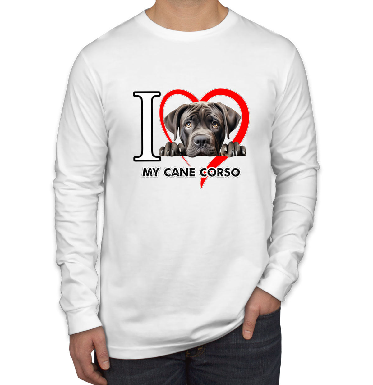 I Love My Cane Corso Dog Men's Long Sleeve Shirt