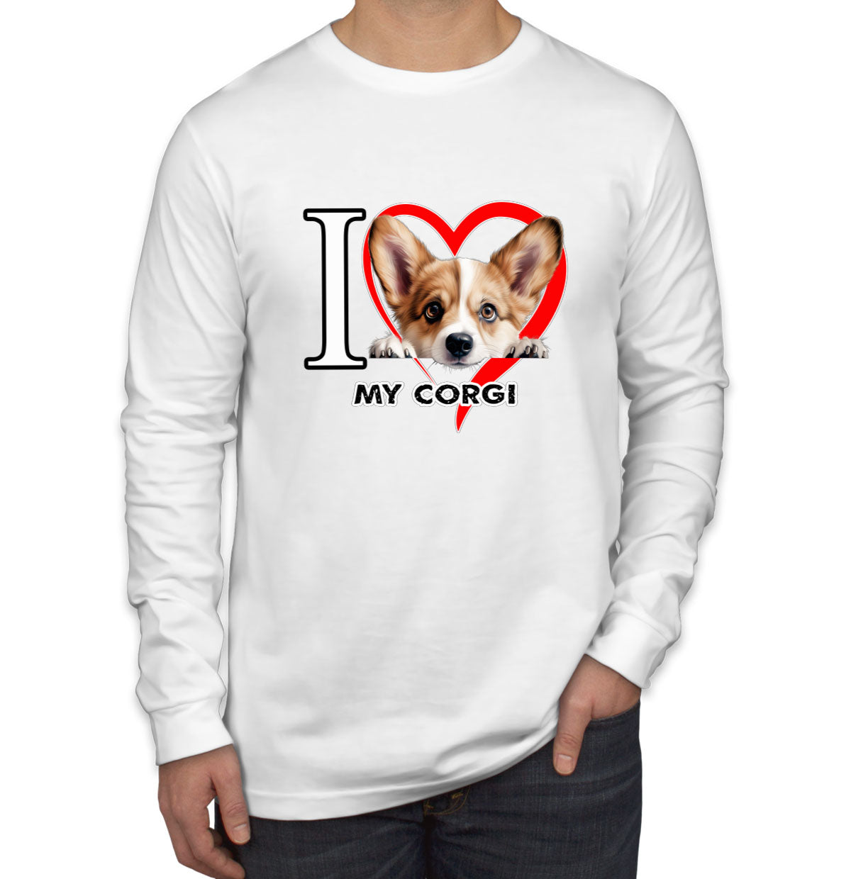 I Love My Corgi Dog Men's Long Sleeve Shirt