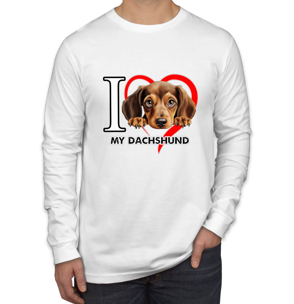 I Love My Dachshund Dog Men's Long Sleeve Shirt