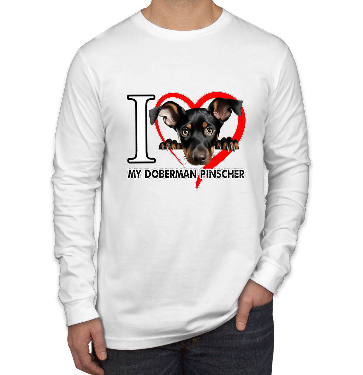 I Love My Miniature Pinscher Dog Men's Long Sleeve Shirt