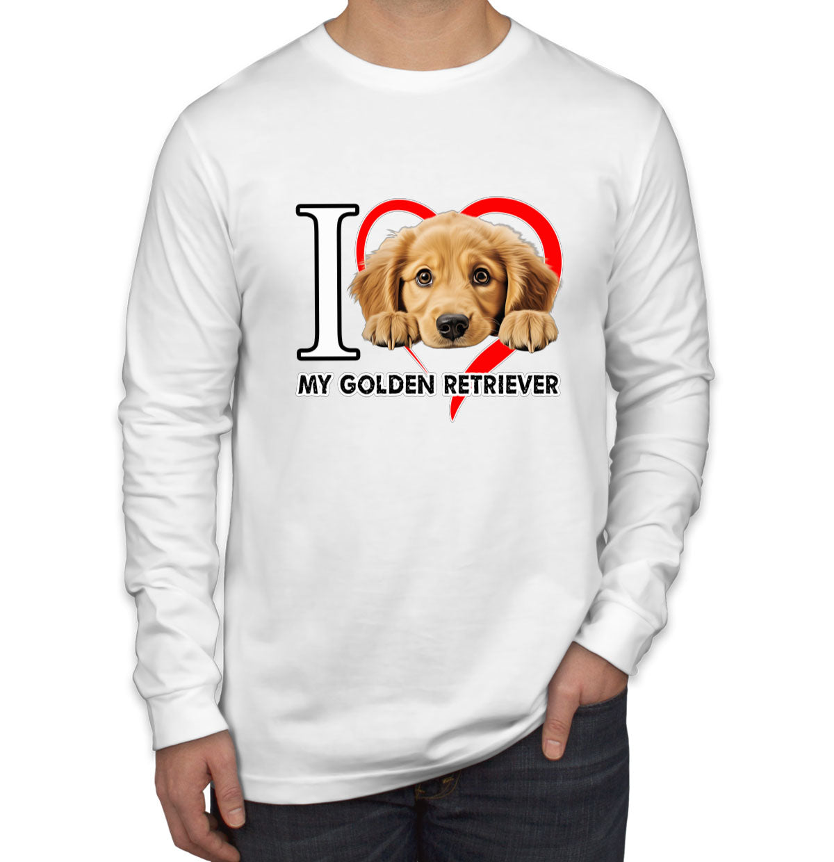 I Love My Golden Retriever Dog Men's Long Sleeve Shirt