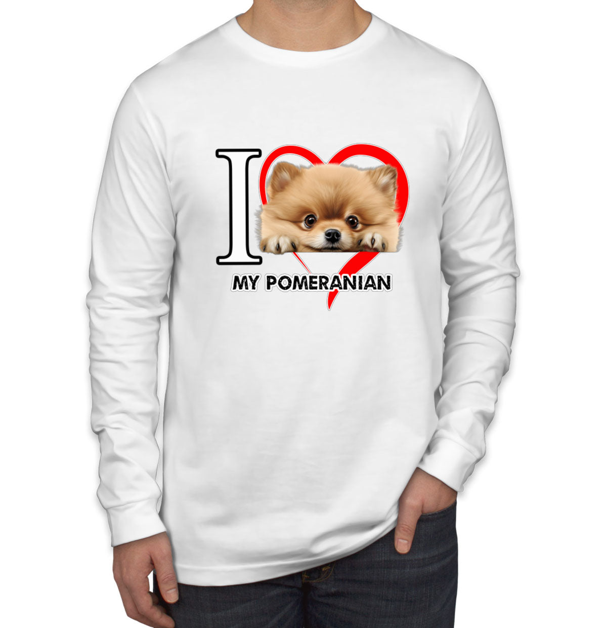 I Love My Pomeranian Dog Men's Long Sleeve Shirt