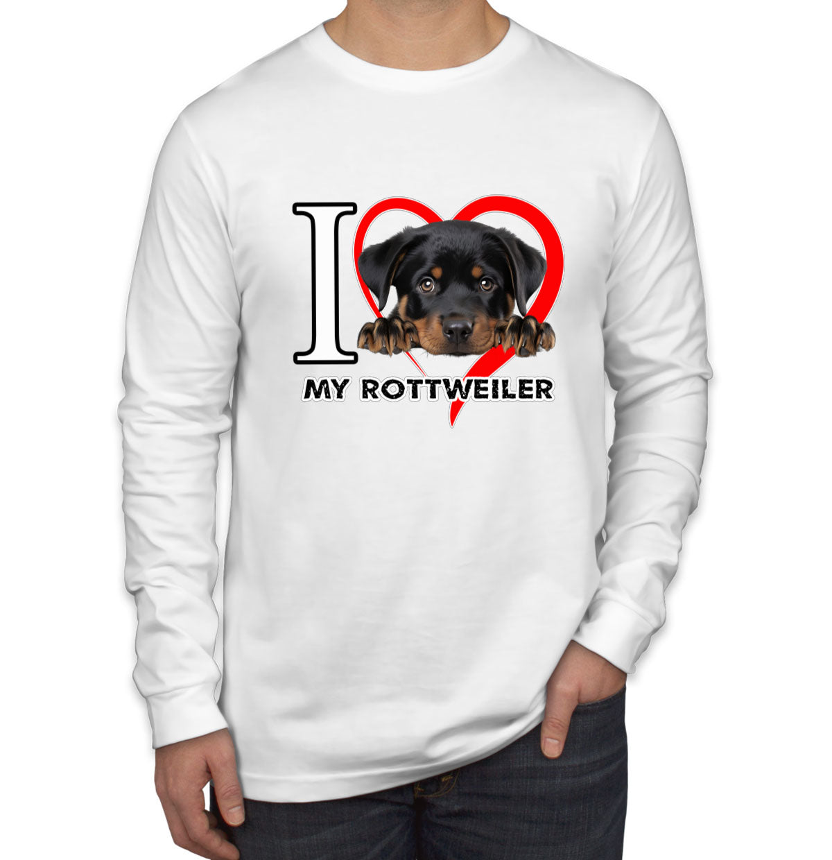 I Love My Rottweiler Dog Men's Long Sleeve Shirt