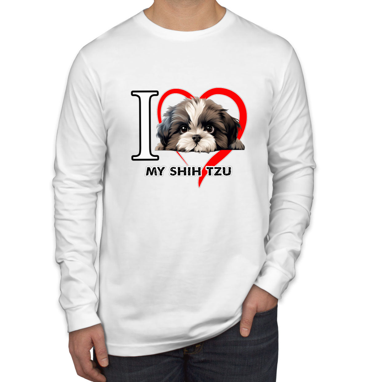 I Love My Shihtzu Dog Men's Long Sleeve Shirt