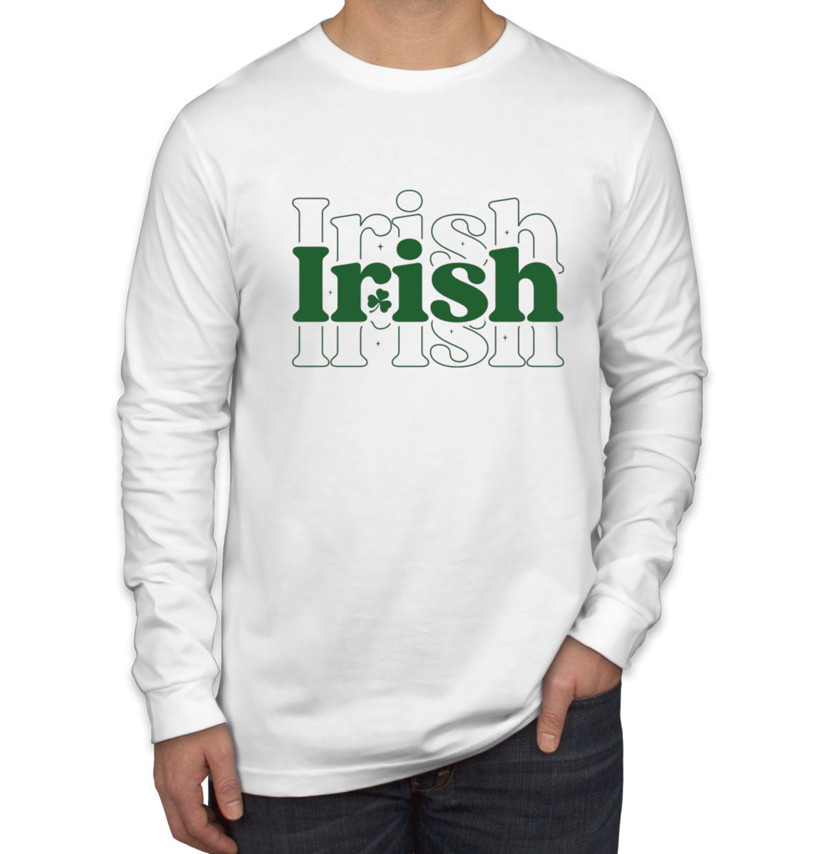 Irish Typography St. Patrick's Day Men's Long Sleeve Shirt