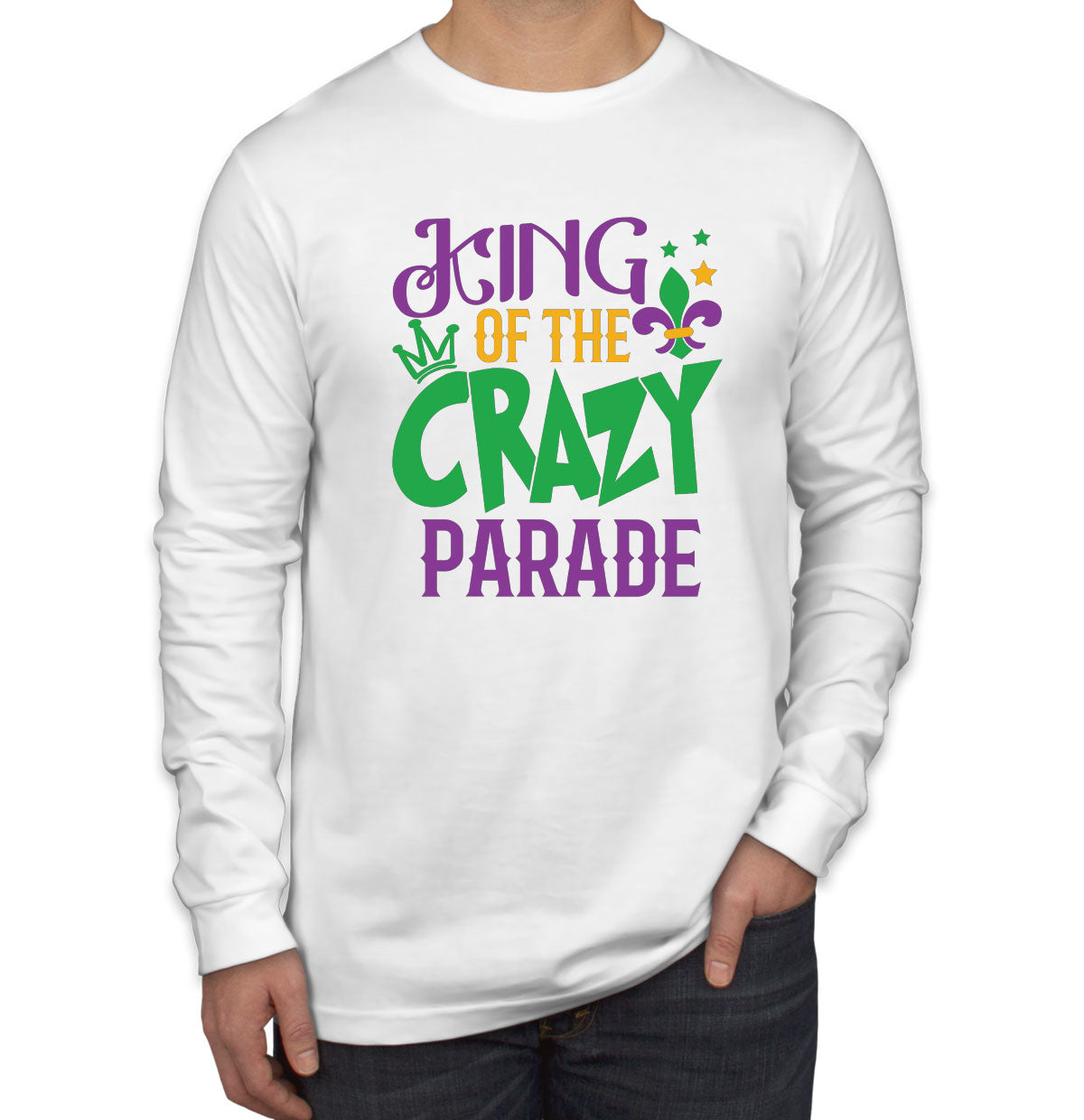 King Of The Crazy Parade Mardi Gras Men's Long Sleeve Shirt