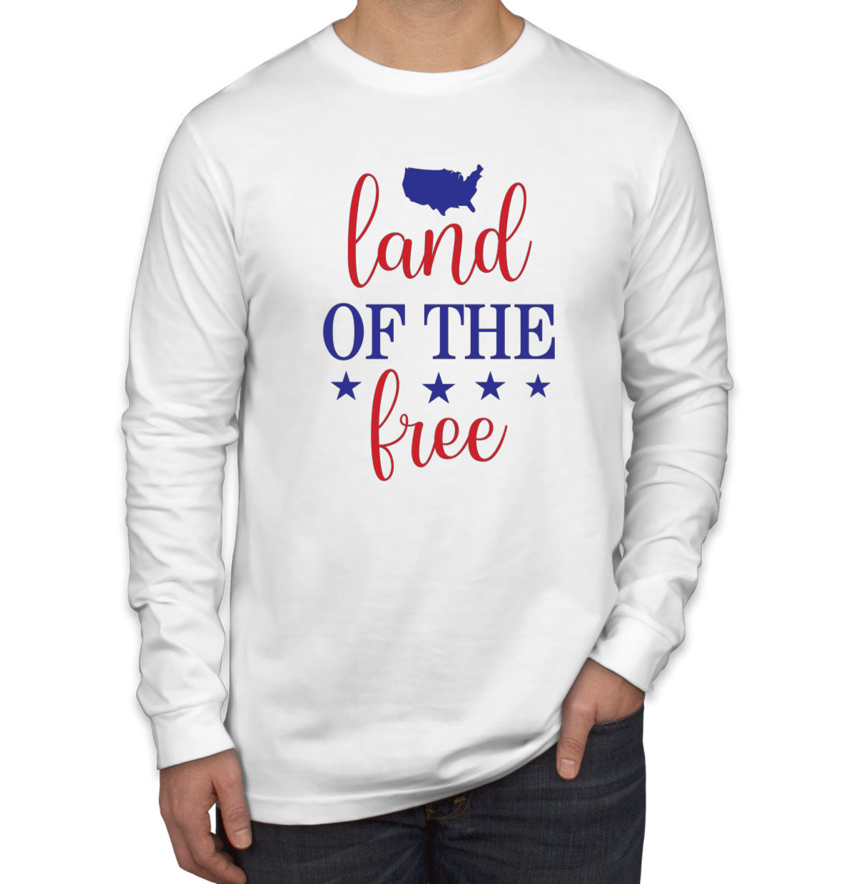 Land Of The Free Patriotic Men's Long Sleeve Shirt