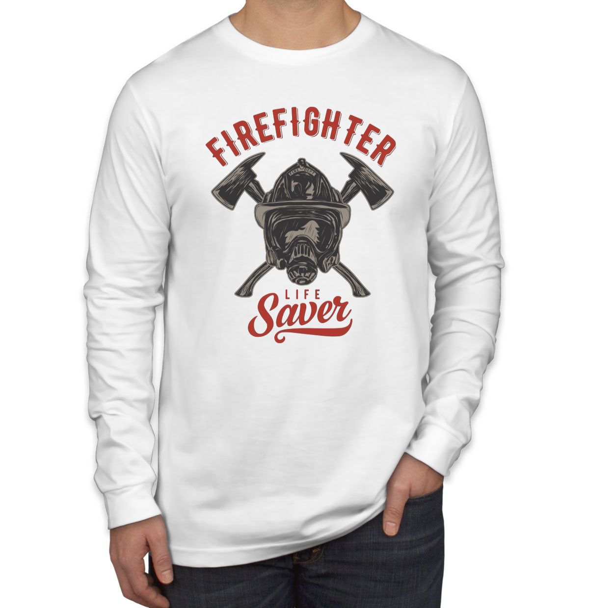 Firefighter Life Saver Fireman Men's Long Sleeve Shirt