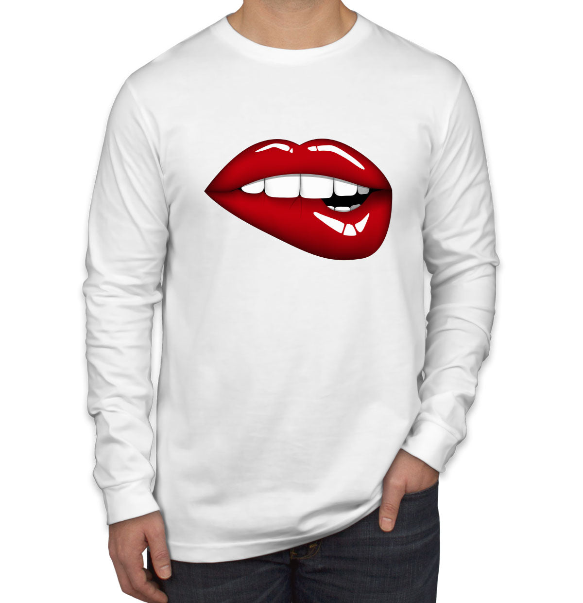 Glossy Lipstick Men's Long Sleeve Shirt