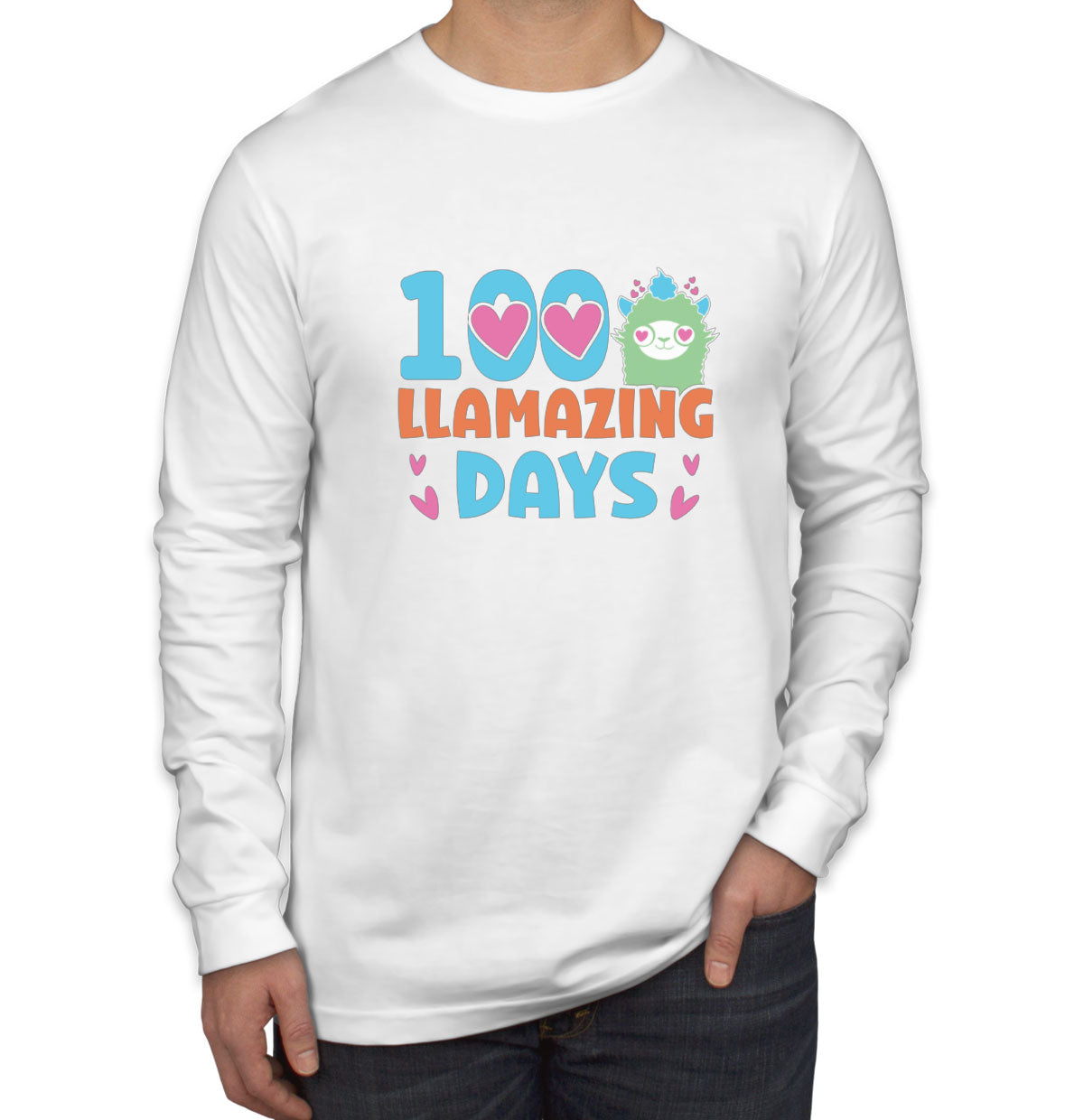 100 Llamazing Day Men's Long Sleeve Shirt