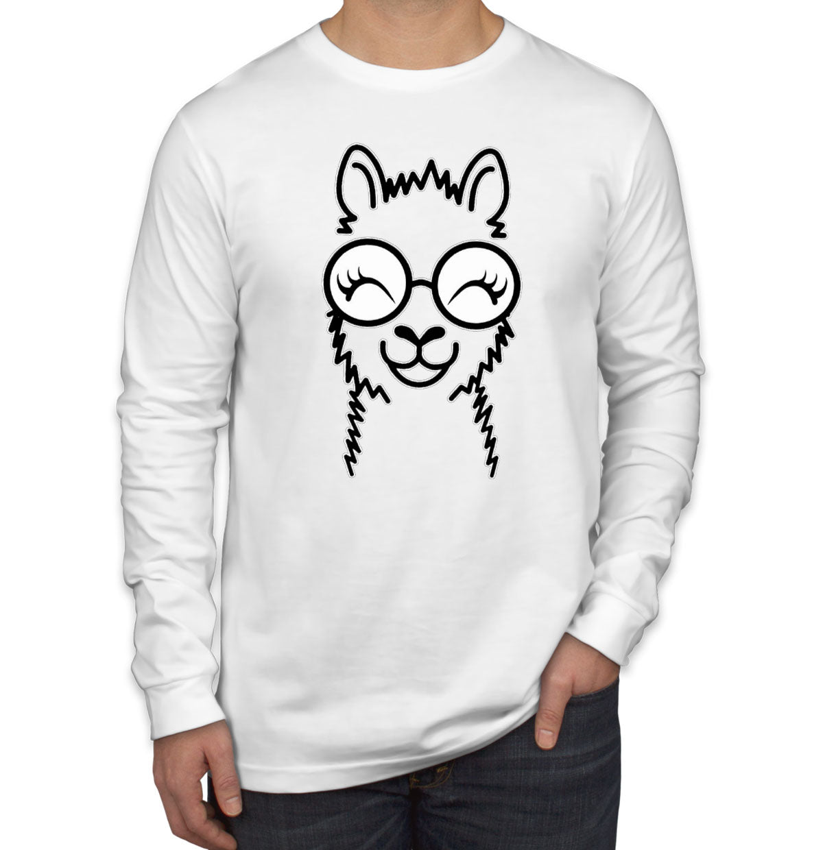 Llama Smile Men's Long Sleeve Shirt