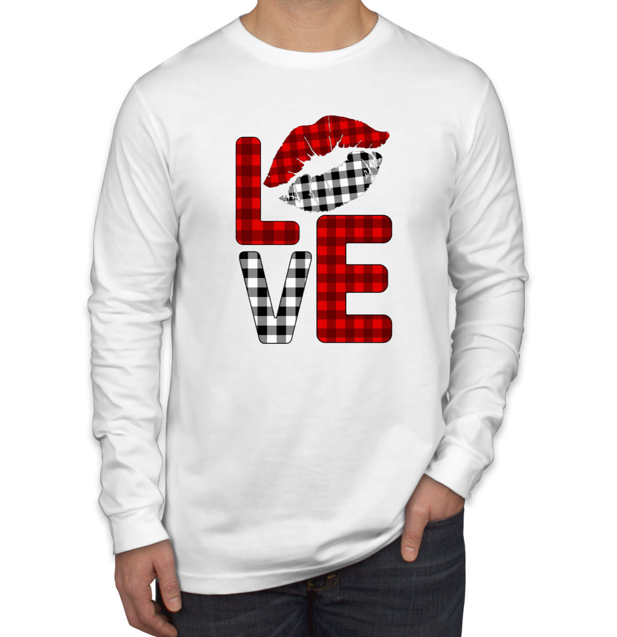 Love Lipstick Valentine's Day Men's Long Sleeve Shirt