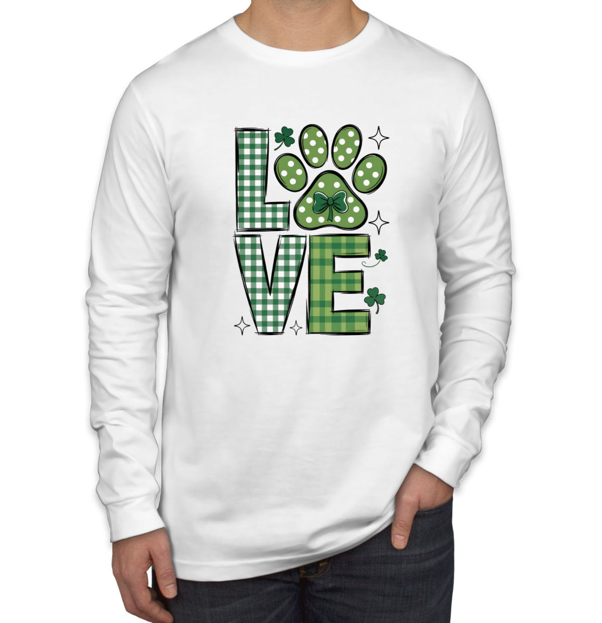 Love Lucky Dog St. Patrick's Day Men's Long Sleeve Shirt