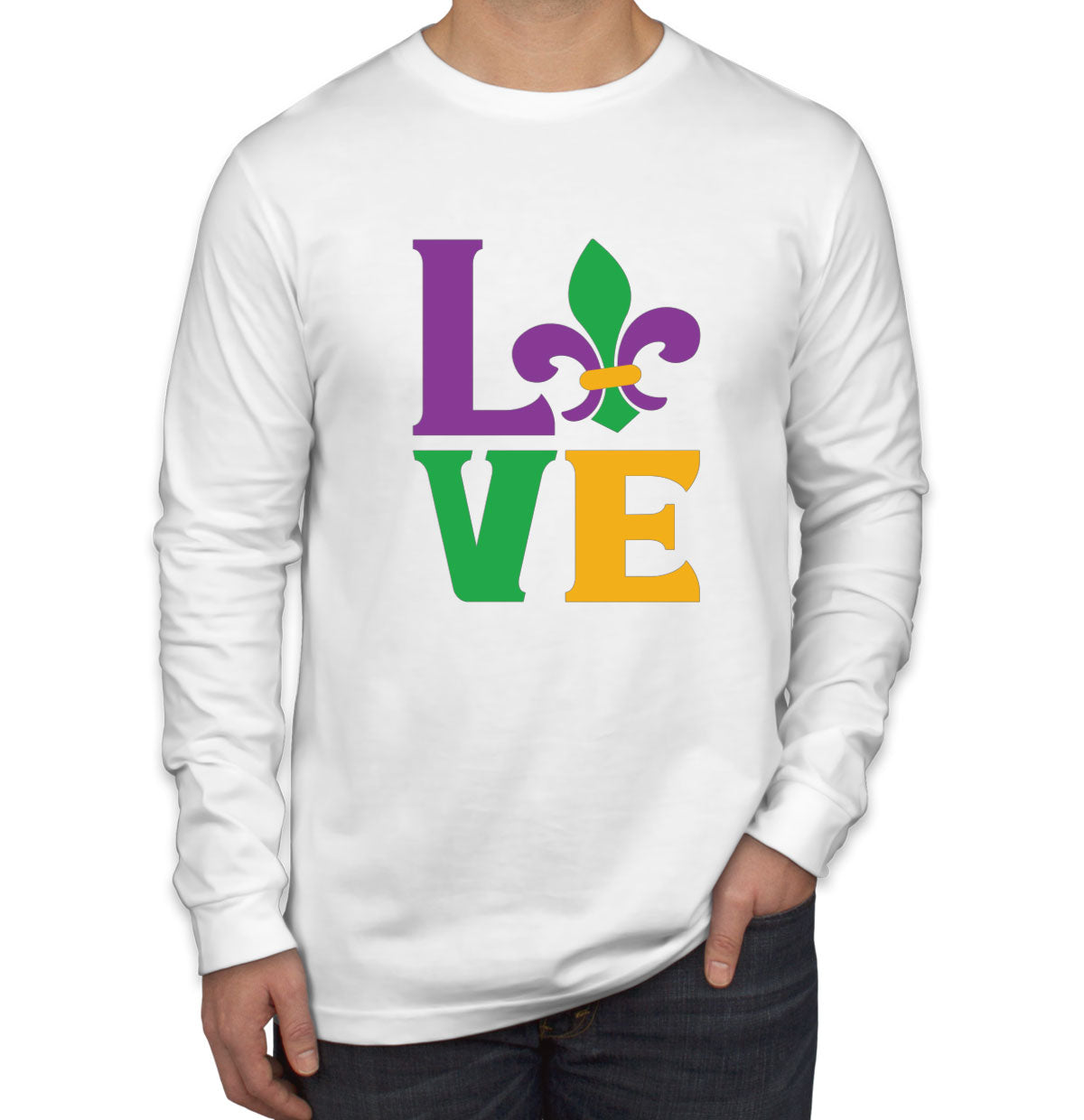 Love Mardi Gras Men's Long Sleeve Shirt