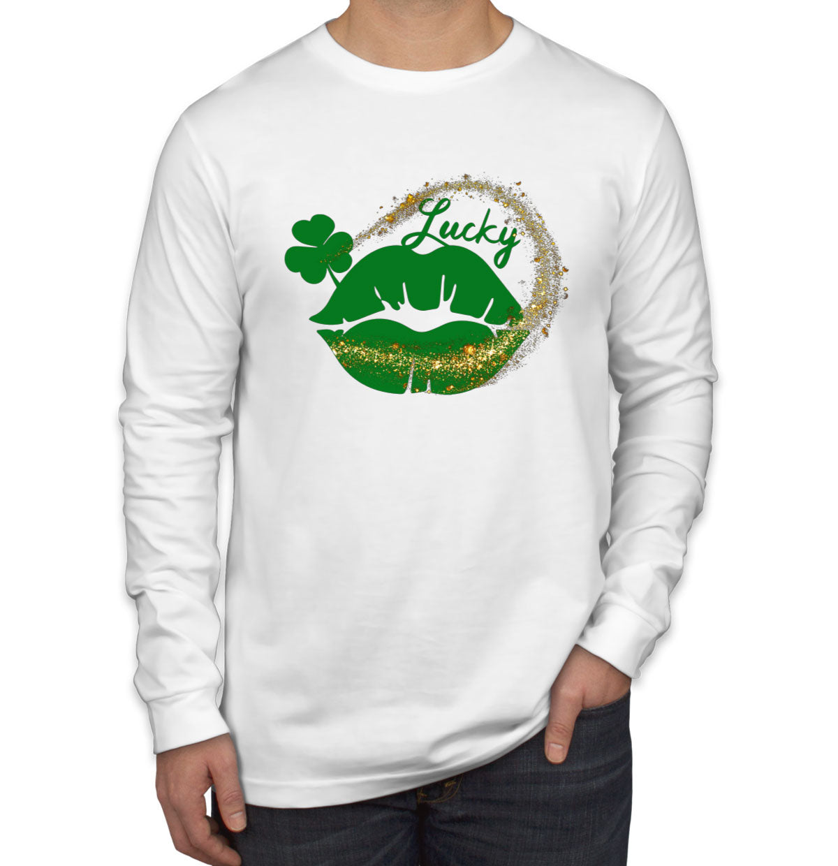 Lucky Lips St. Patrick's Day Men's Long Sleeve Shirt