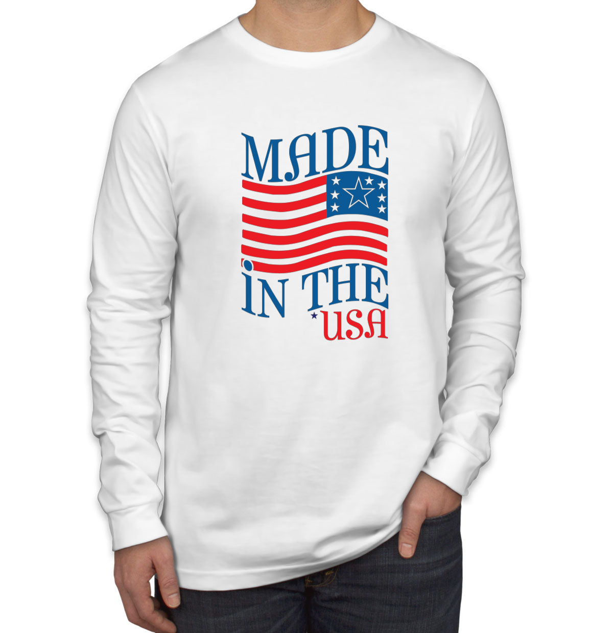 Made In The USA Patriotic Men's Long Sleeve Shirt