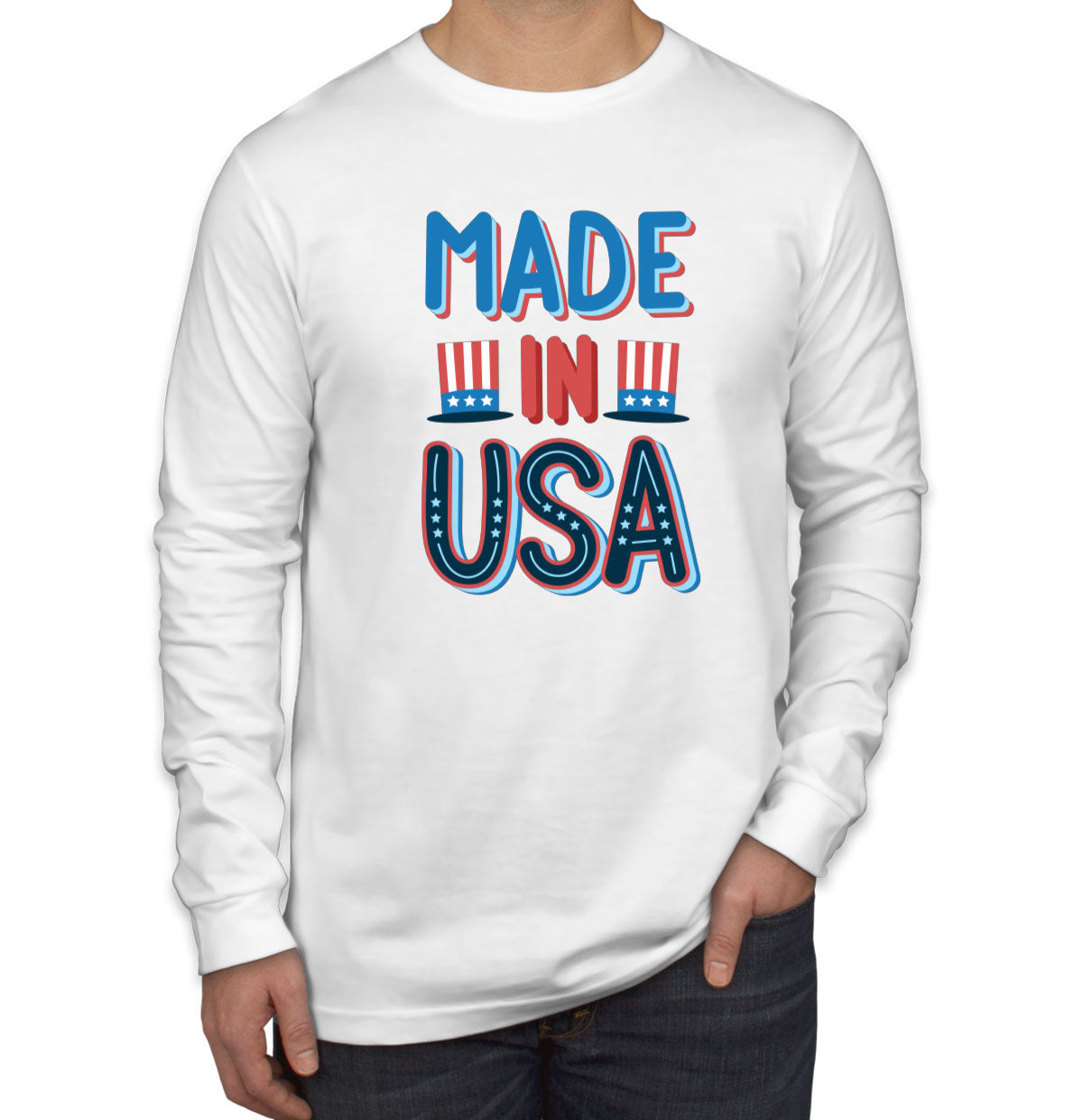 Made In USA Patriotic Men's Long Sleeve Shirt
