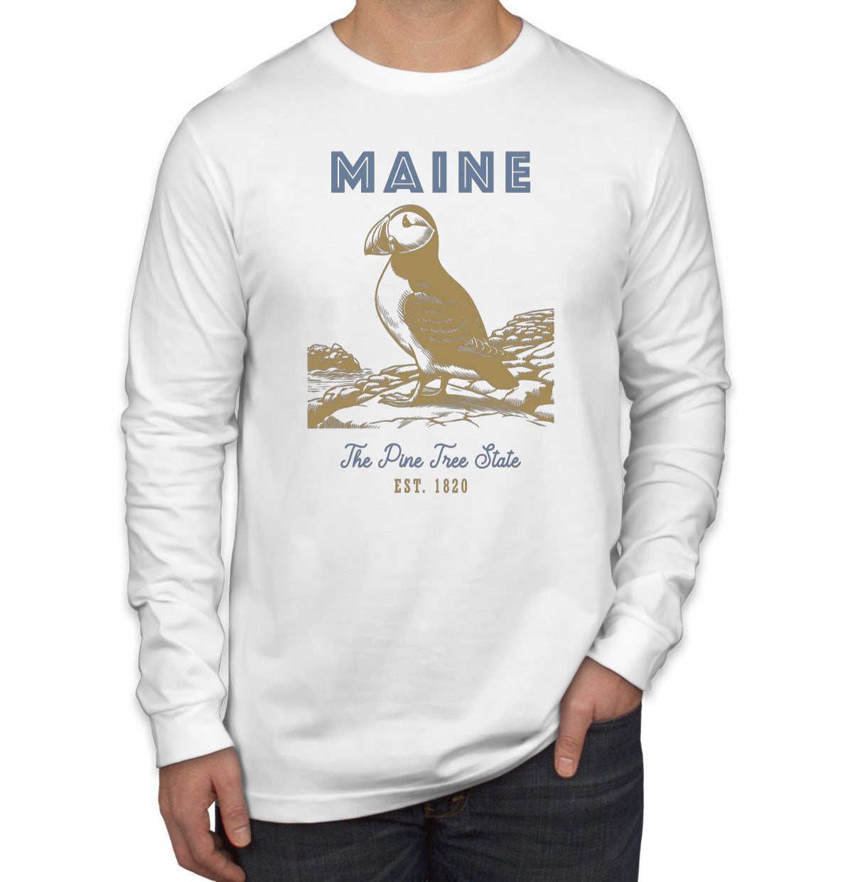 Maine State Vintage Men's Long Sleeve Shirt