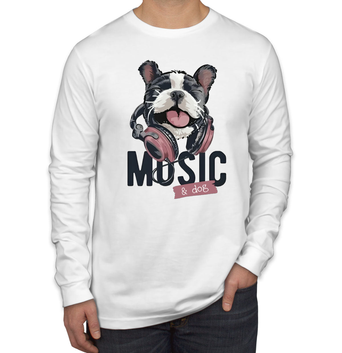 Music And Dog Men's Long Sleeve Shirt