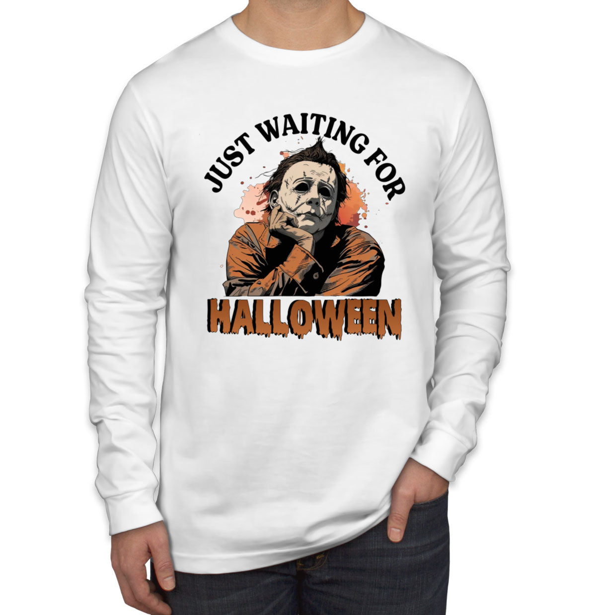 Just Waiting For Halloween Myers Men's Long Sleeve Shirt