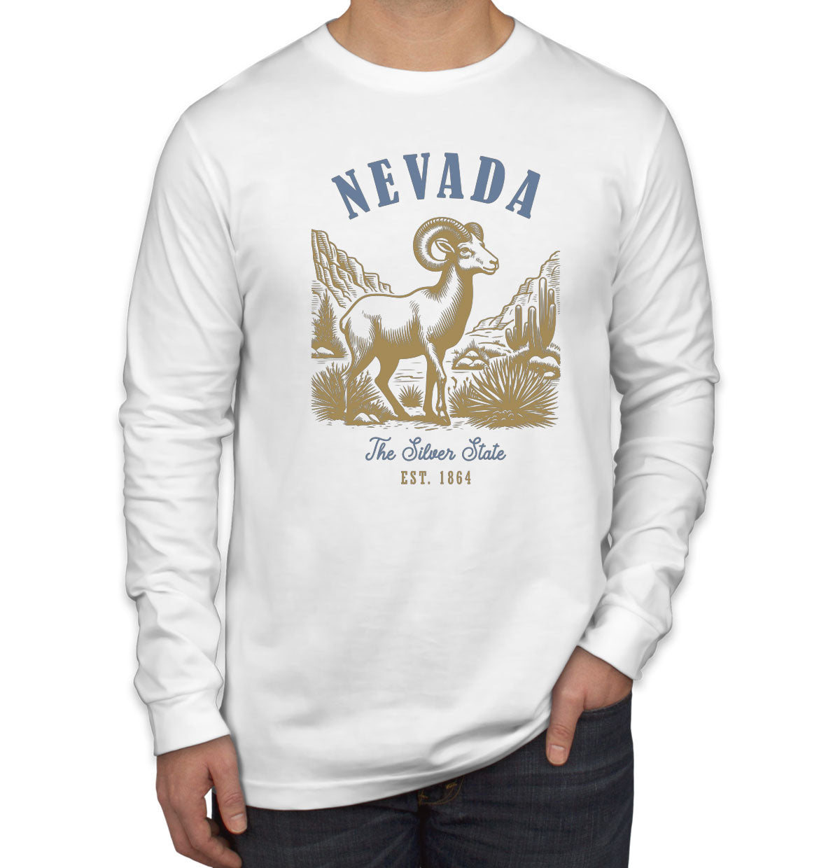 Nevada State Vintage Men's Long Sleeve Shirt