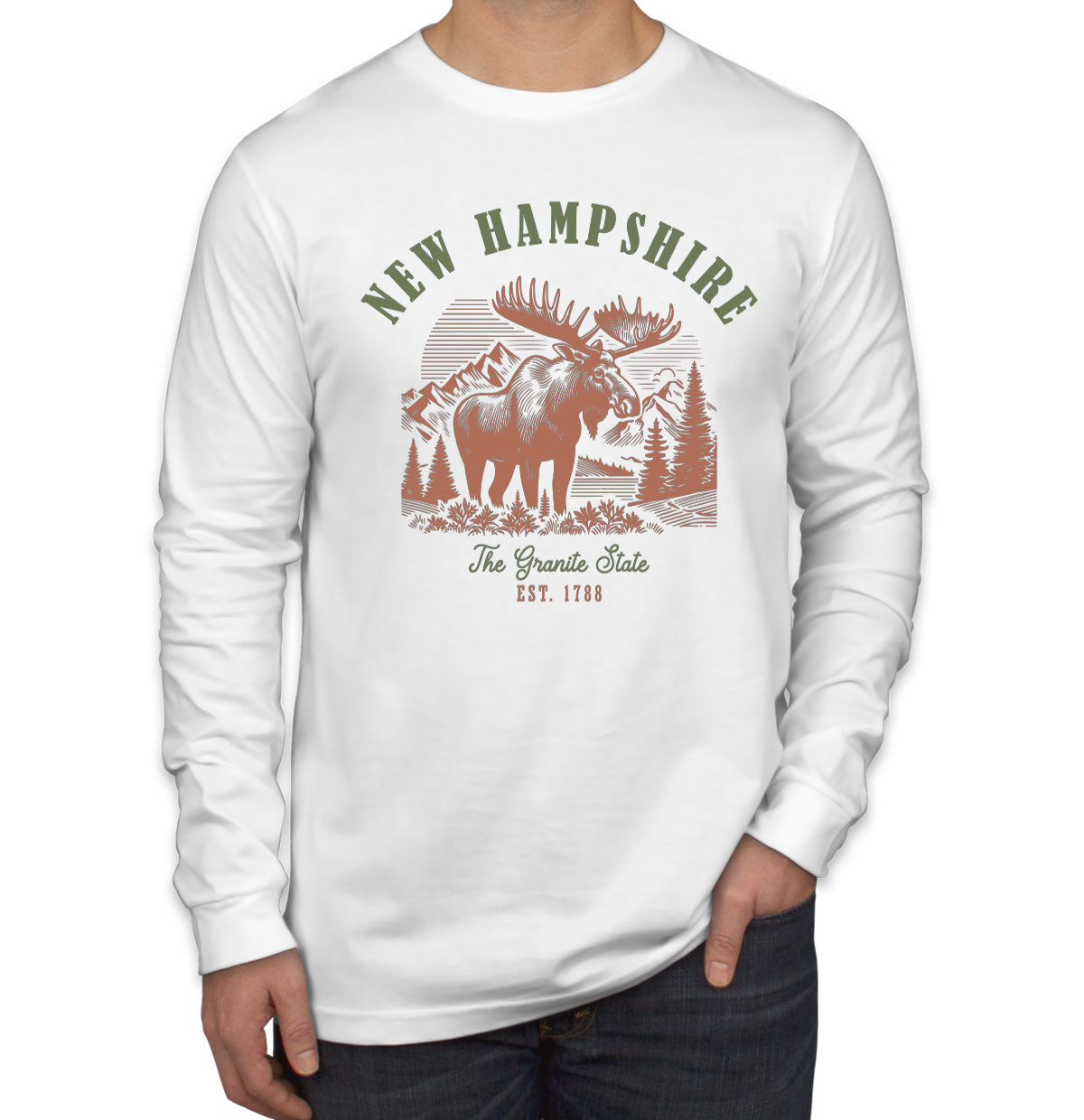 New Hampshire State Vintage Men's Long Sleeve Shirt