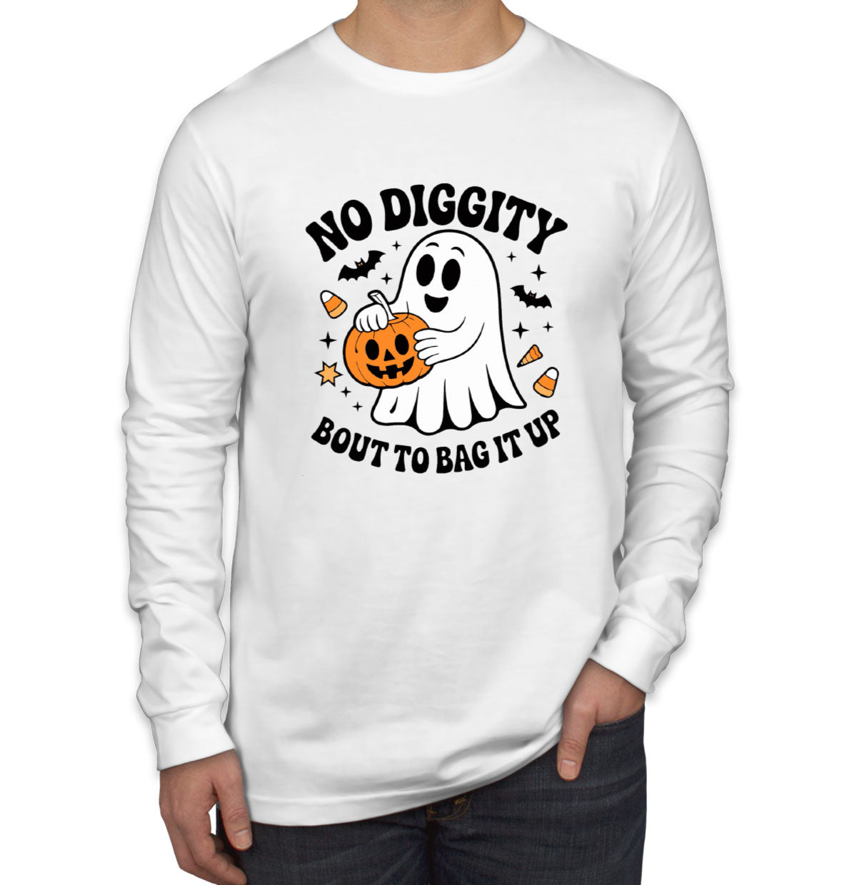 No Diggity Bout To Bag It Up Halloween Men's Long Sleeve Shirt