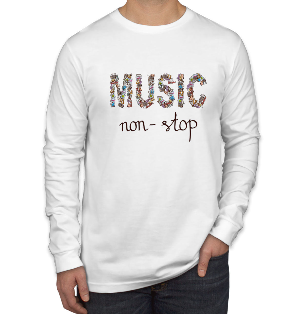 Music Non-Stop Men's Long Sleeve Shirt