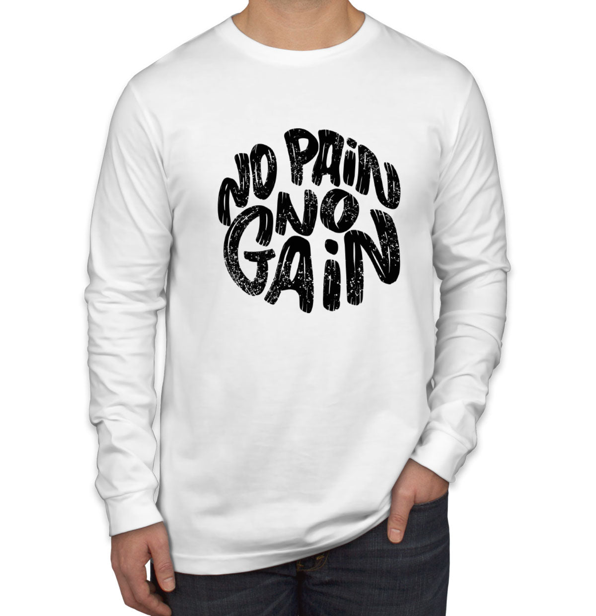 No Pain No Gain Gym Fitness Men's Long Sleeve Shirt