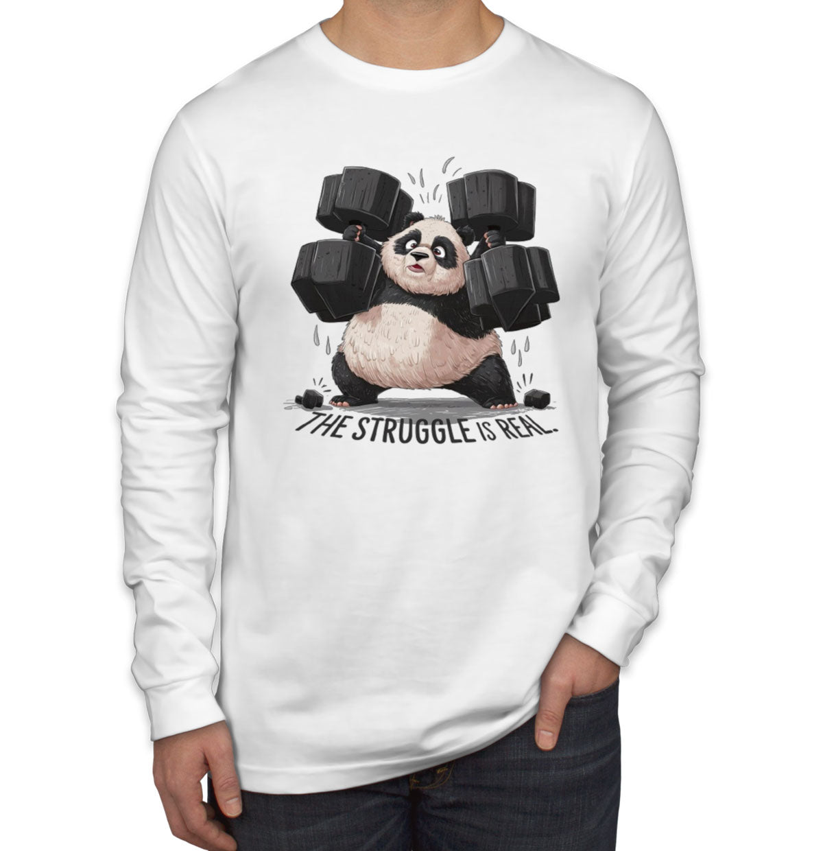 The Struggle Is Real Panda Men's Long Sleeve Shirt