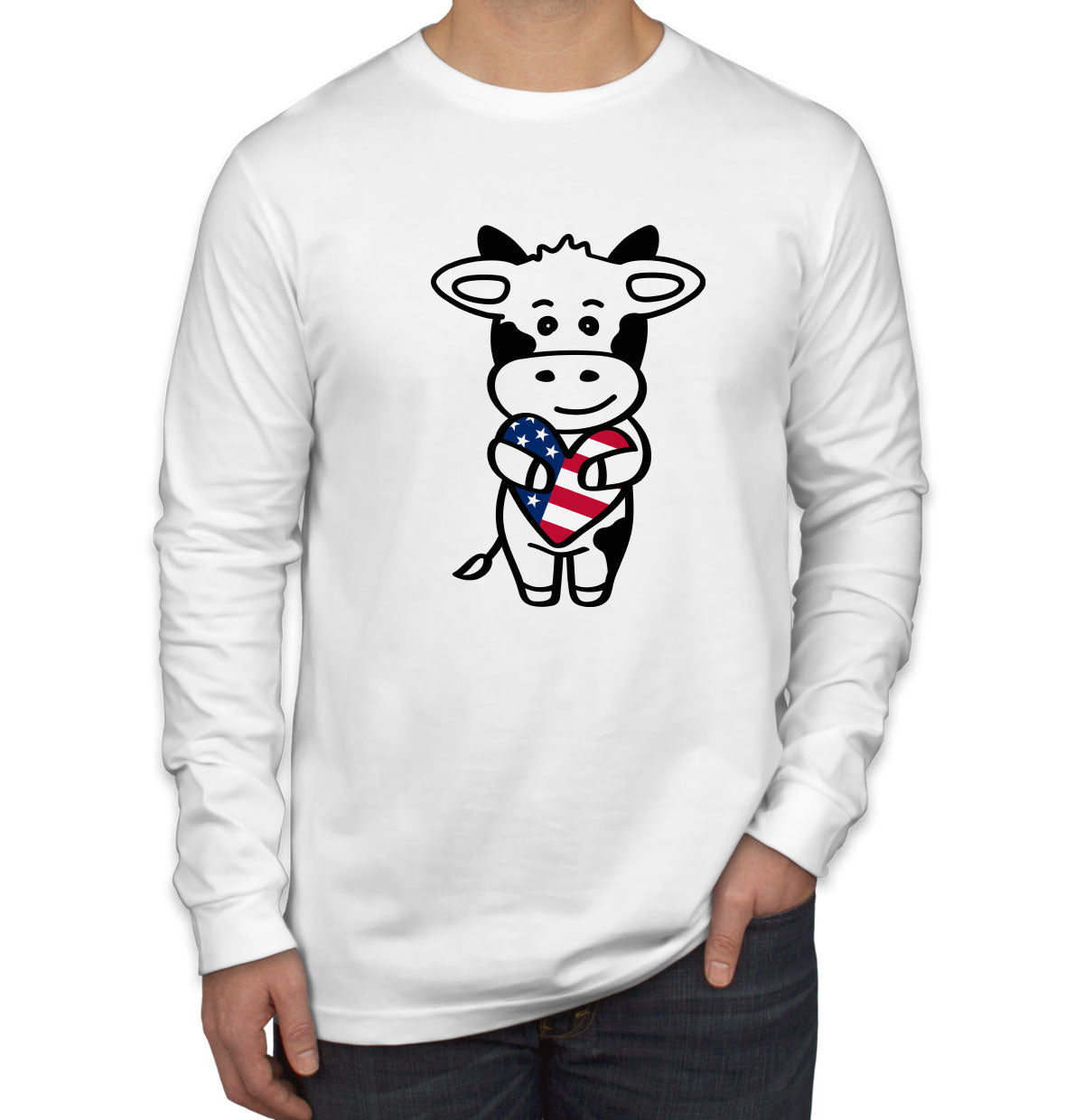 American Cow Patriotic Men's Long Sleeve Shirt