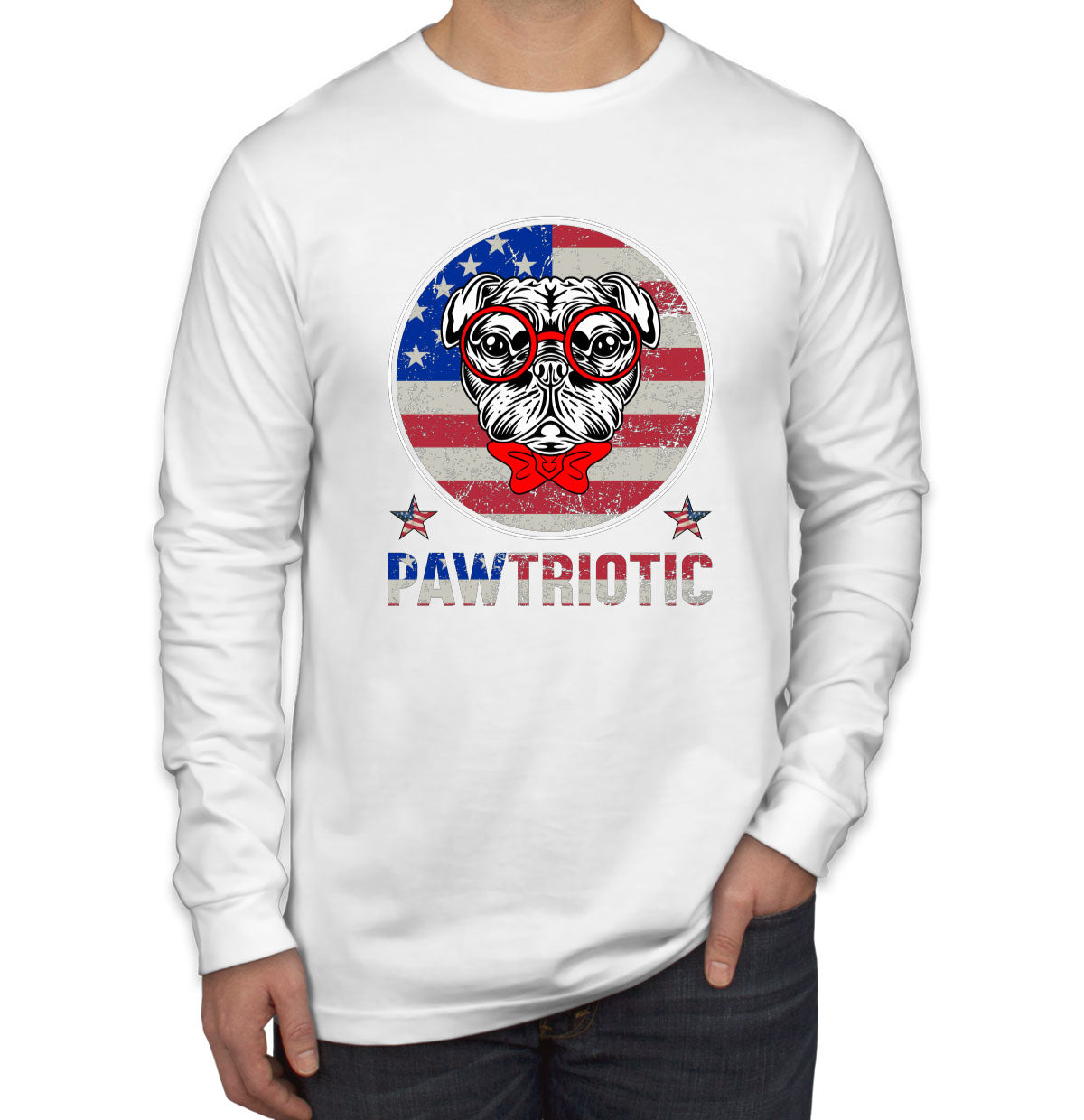 Bulldog Pawtriotic Patriotic Men's Long Sleeve Shirt