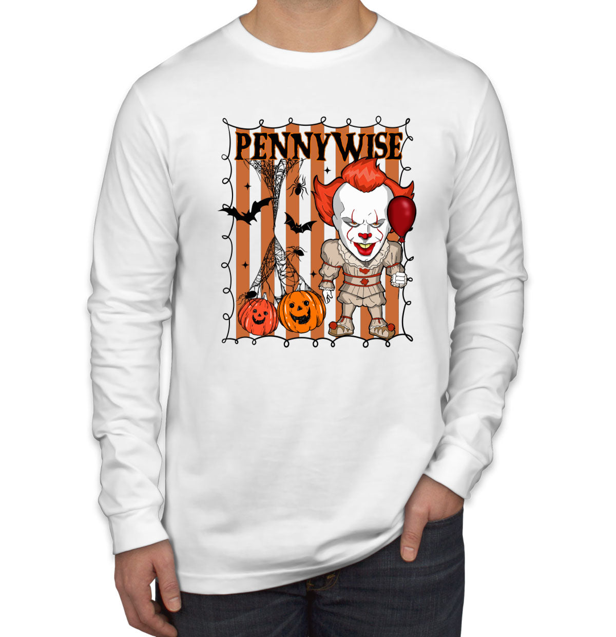 Pennywise Horror Movie Character Halloween Men's Long Sleeve Shirt