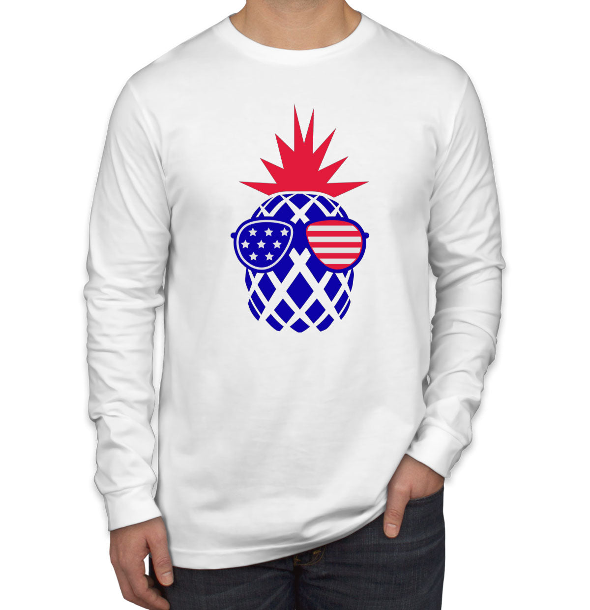 Pineapple America Patriotic Men's Long Sleeve Shirt