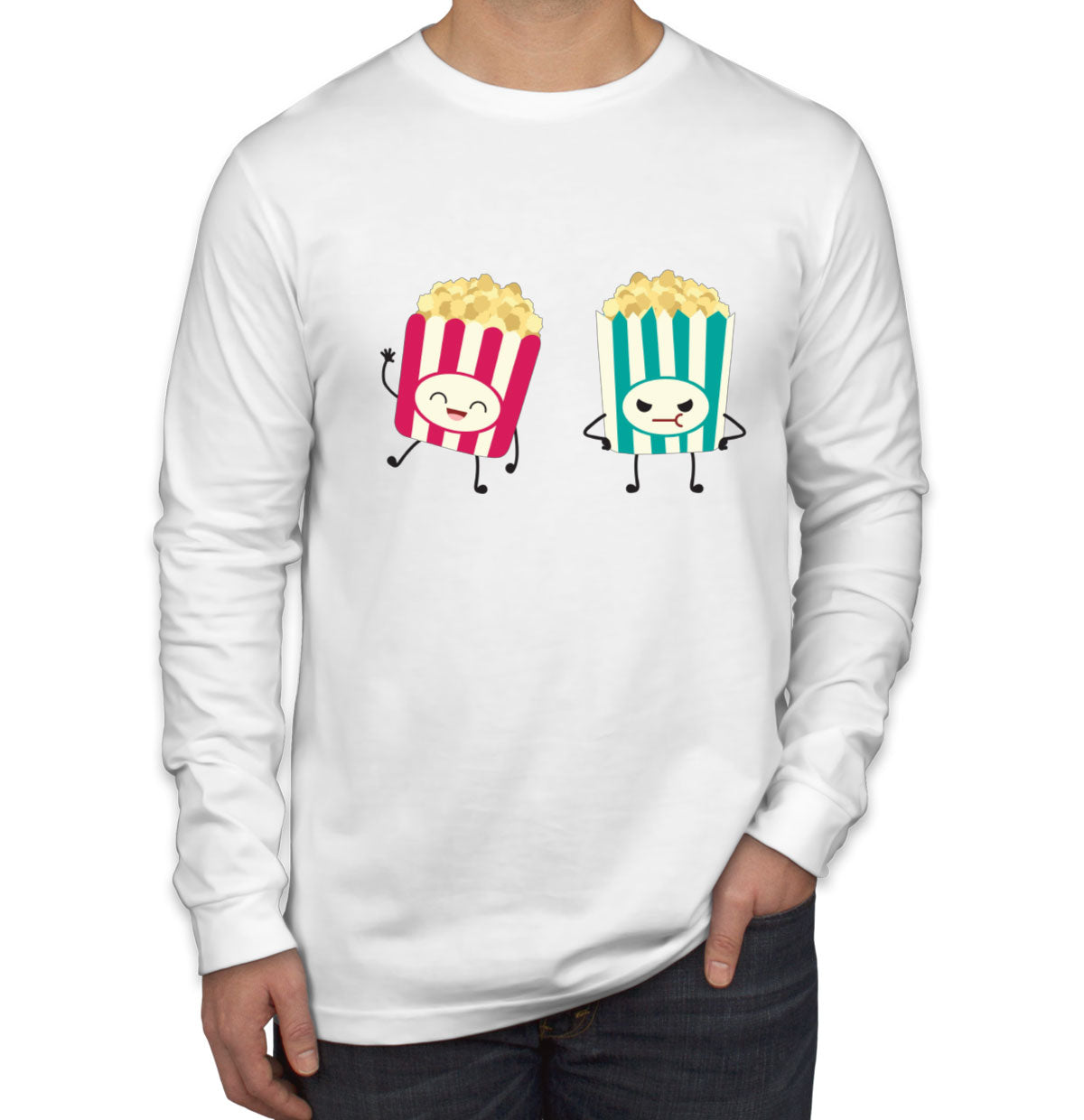 Cute Popcorn Men's Long Sleeve Shirt