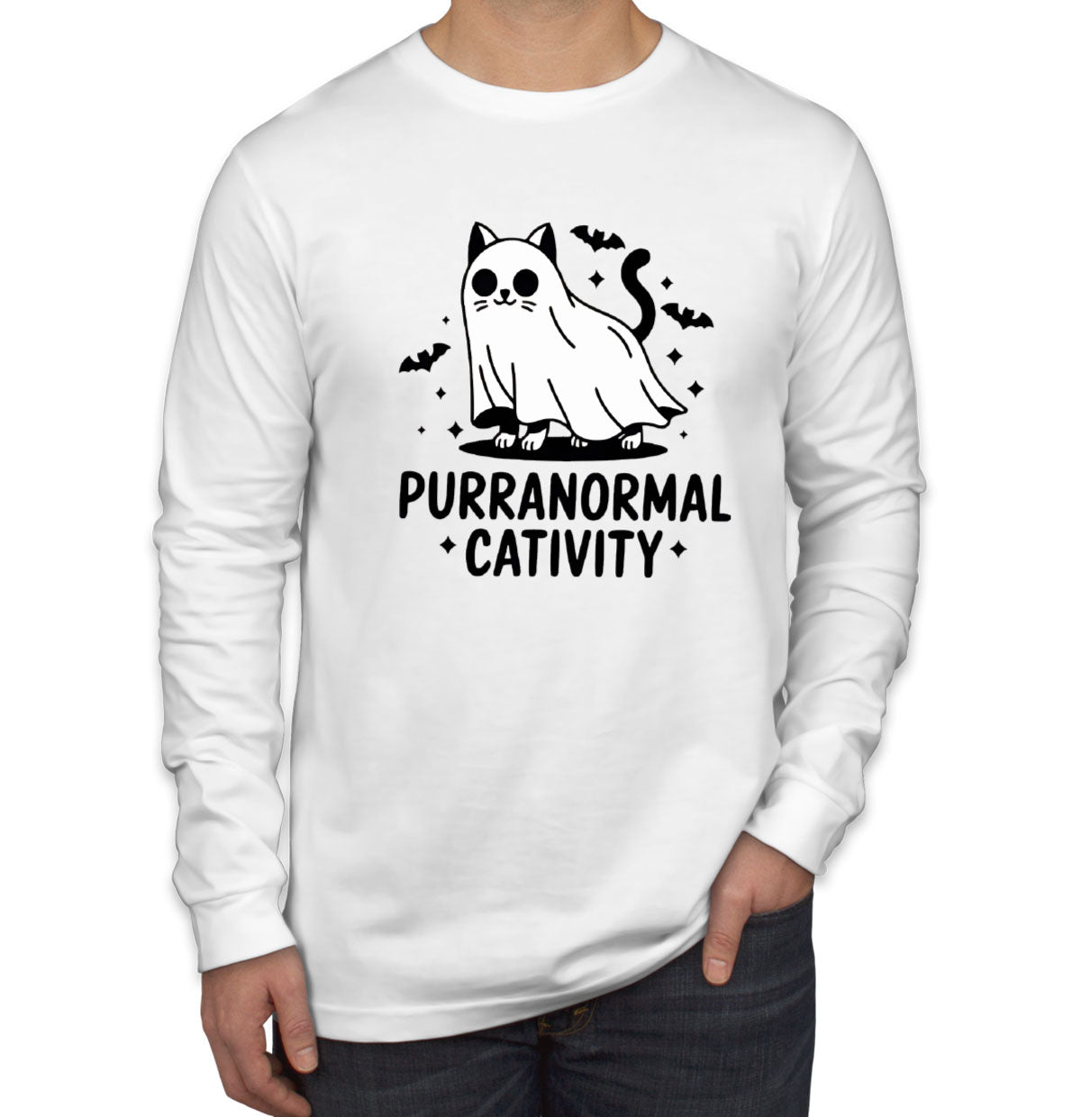 Purranormal Cativity Halloween Men's Long Sleeve Shirt