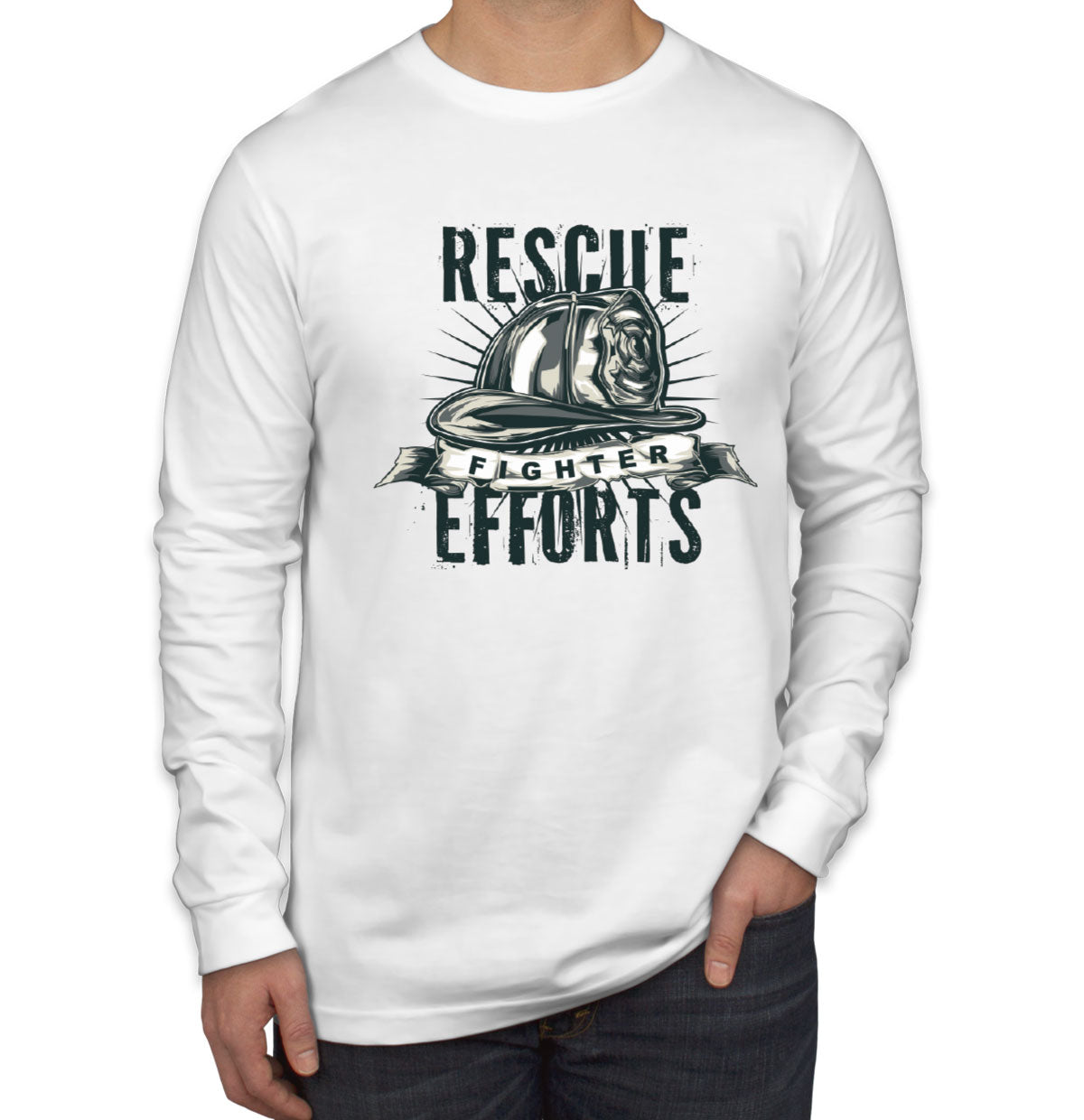 Rescue Fighter Efforts Firefighter Men's Long Sleeve Shirt