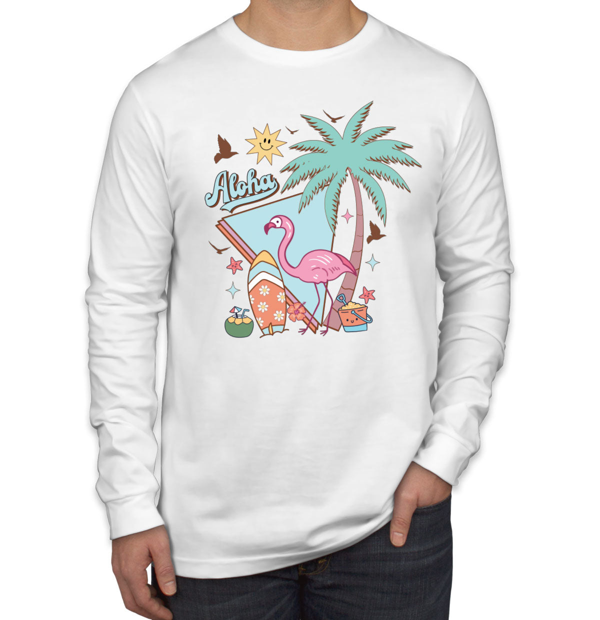 Aloha Retro Summer Men's Long Sleeve Shirt