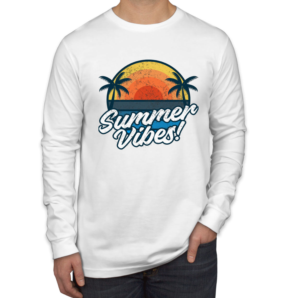 Retro Summer Vibes Men's Long Sleeve Shirt