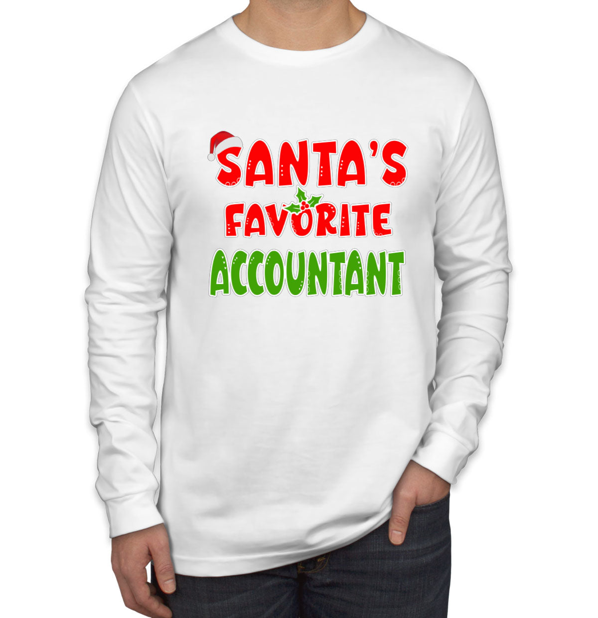 Santa's Favorite Accountant Men's Long Sleeve Shirt