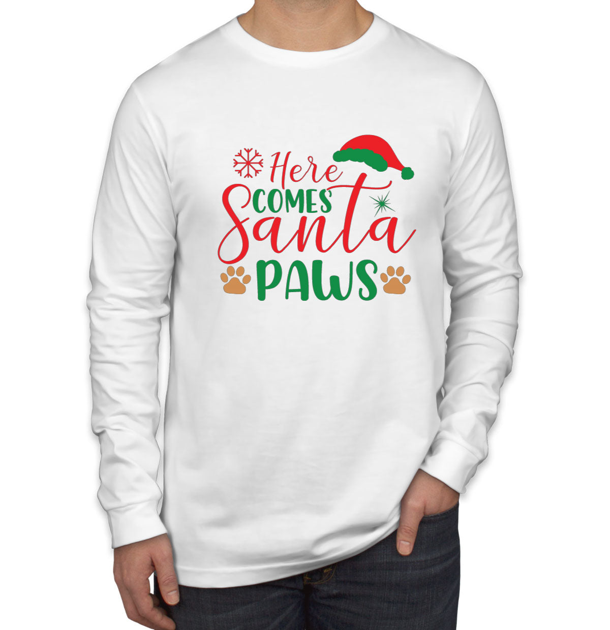 Hear Comes Santa Paws Christmas Men's Long Sleeve Shirt