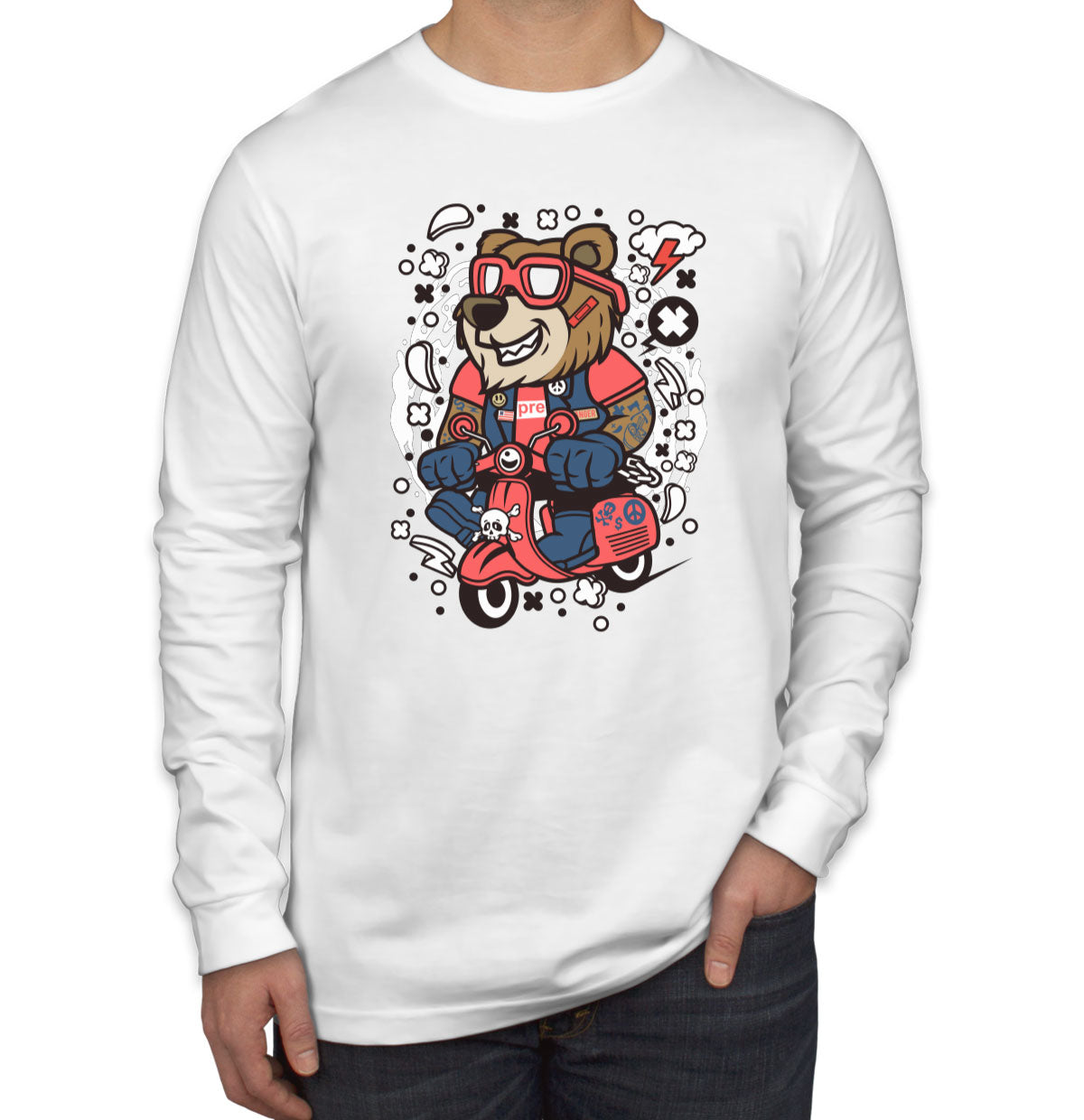 Scooter Bear Men's Long Sleeve Shirt