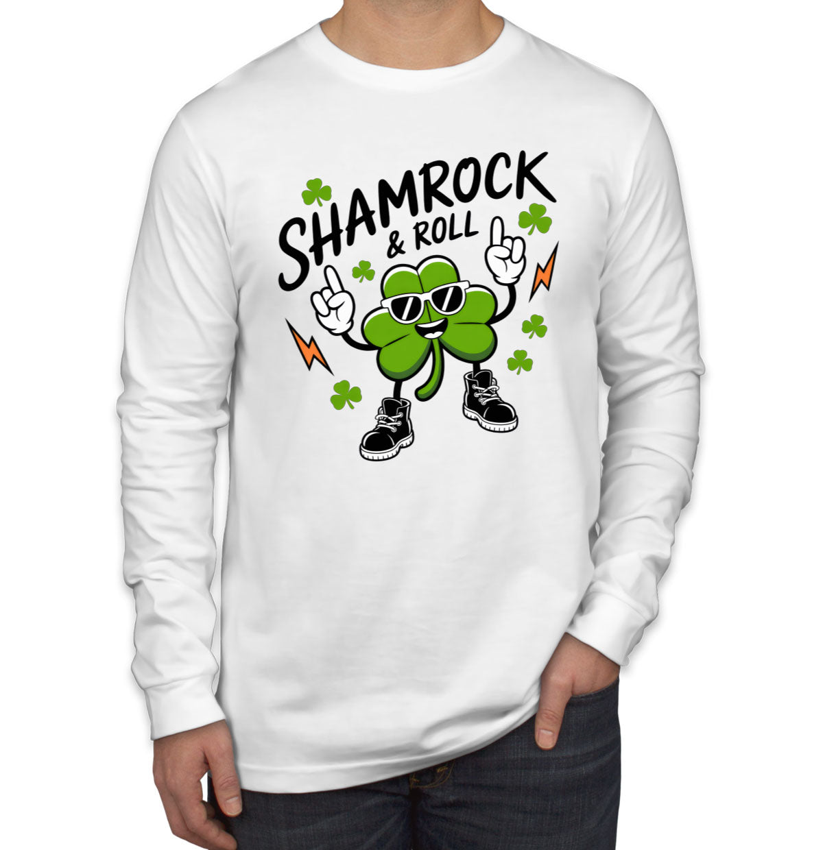 Shamrock And Roll St. Patrick's Day Men's Long Sleeve Shirt