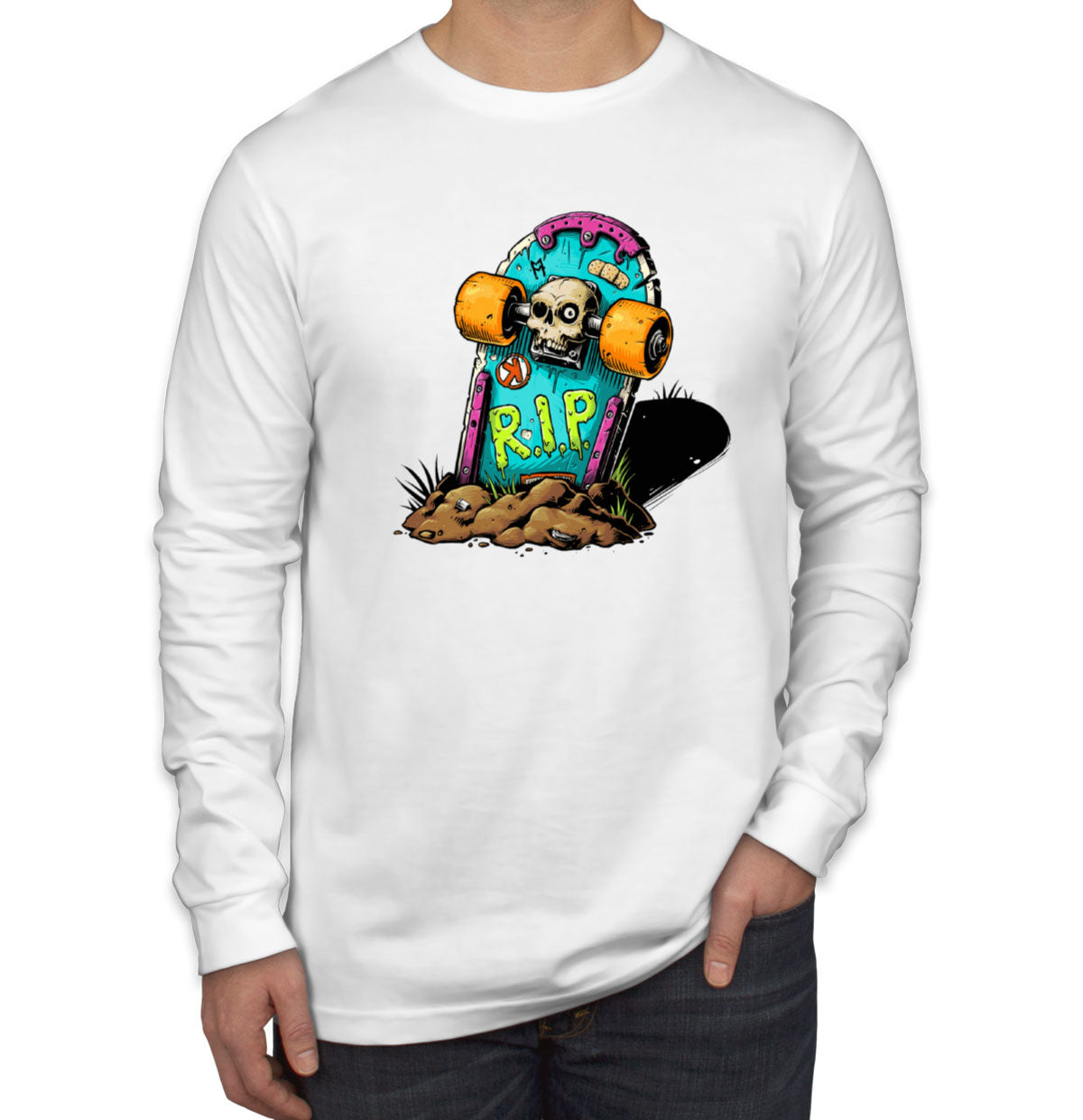 Skateboard Graveyard RIP Men's Long Sleeve Shirt