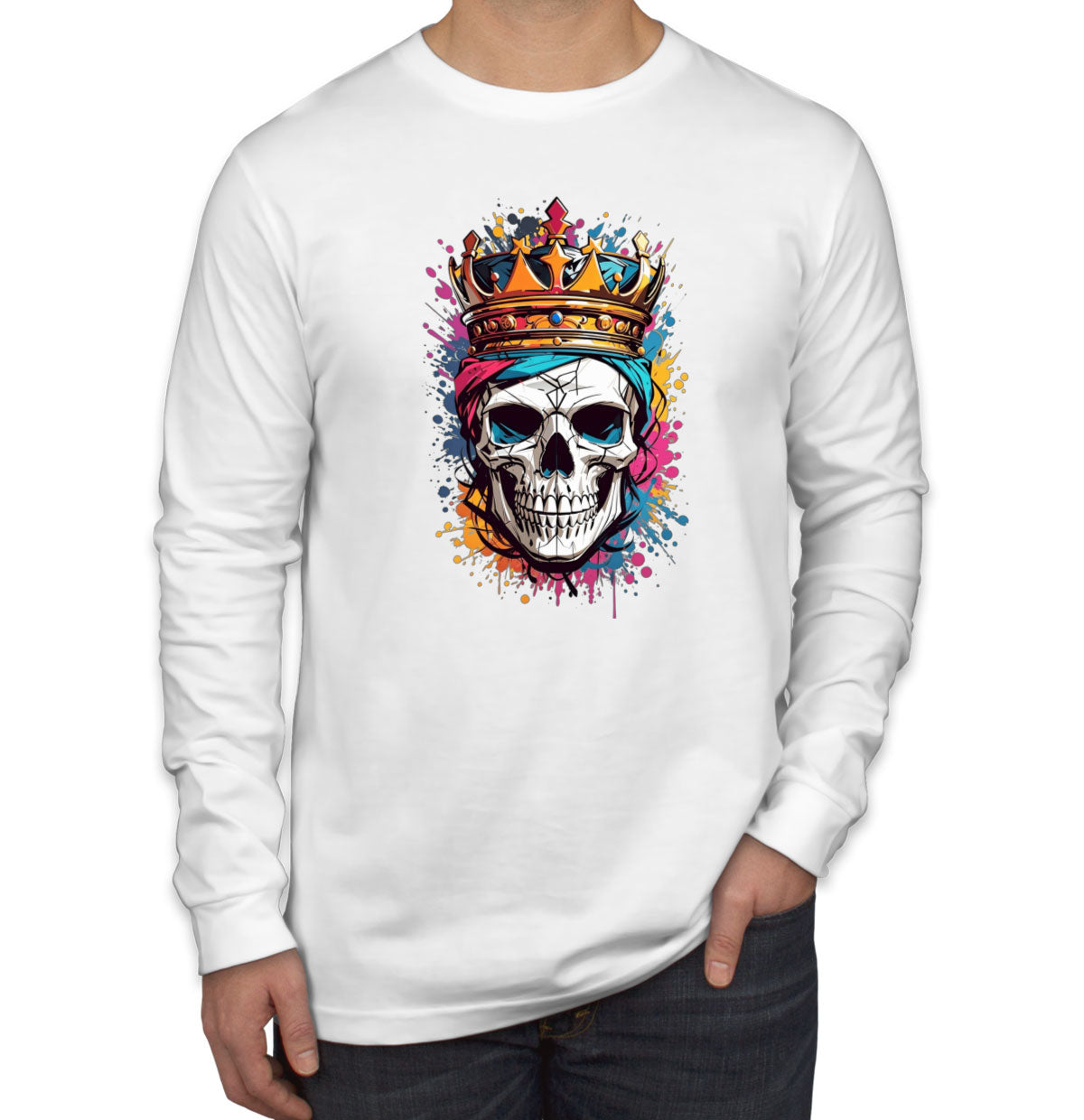 Colorful Skull Men's Long Sleeve Shirt