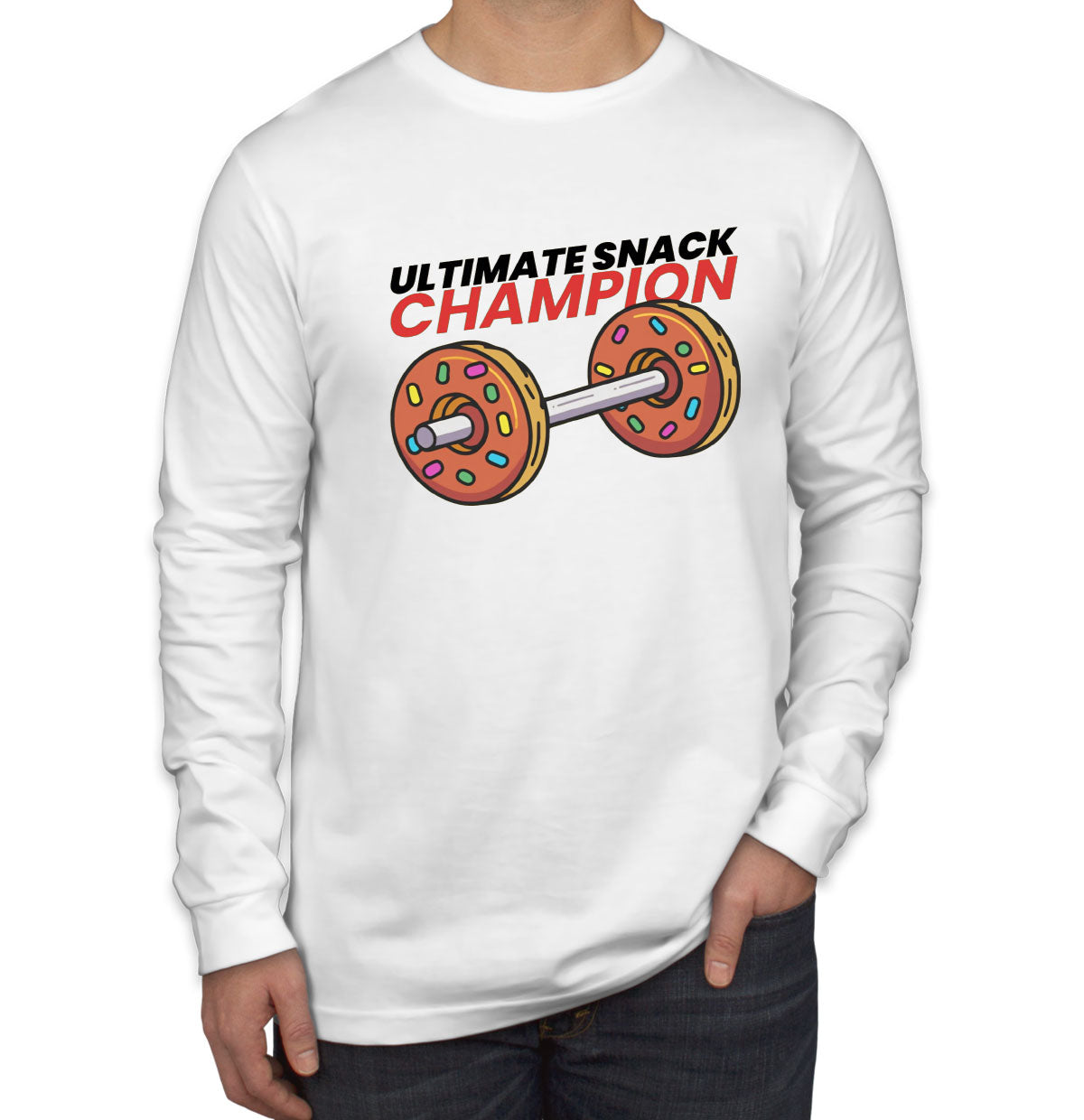 Ultimate Snack Champion Donut Gym Fitness Men's Long Sleeve Shirt