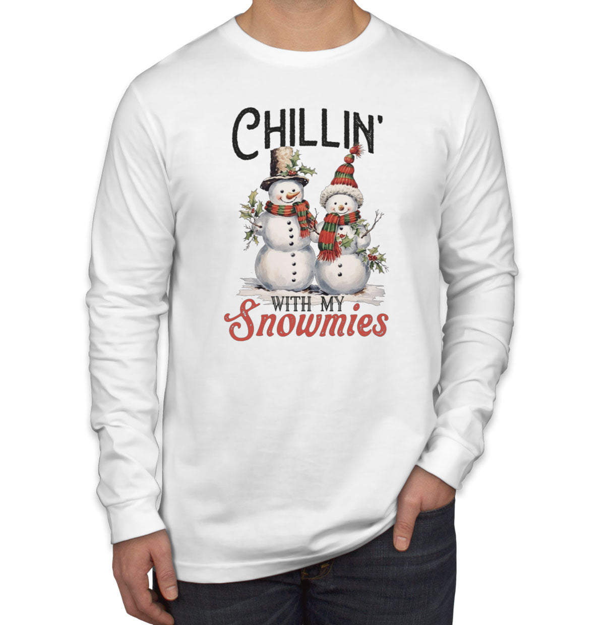 Chillin' With My Snowmies Christmas Men's Long Sleeve Shirt