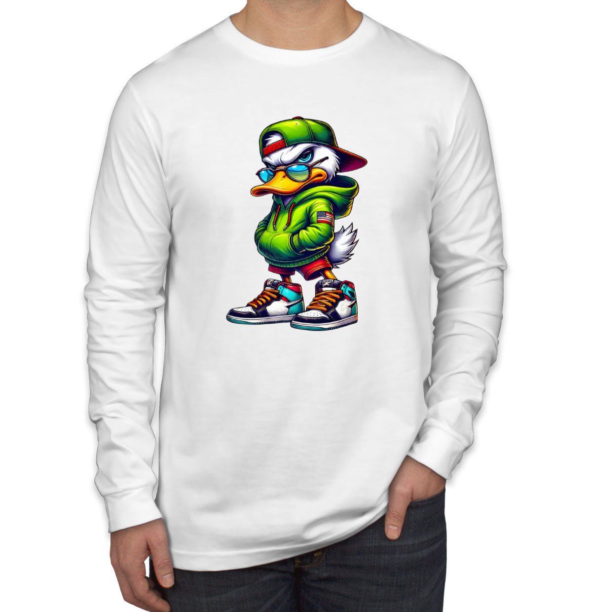 Street Duck Cartoon Men's Long Sleeve Shirt