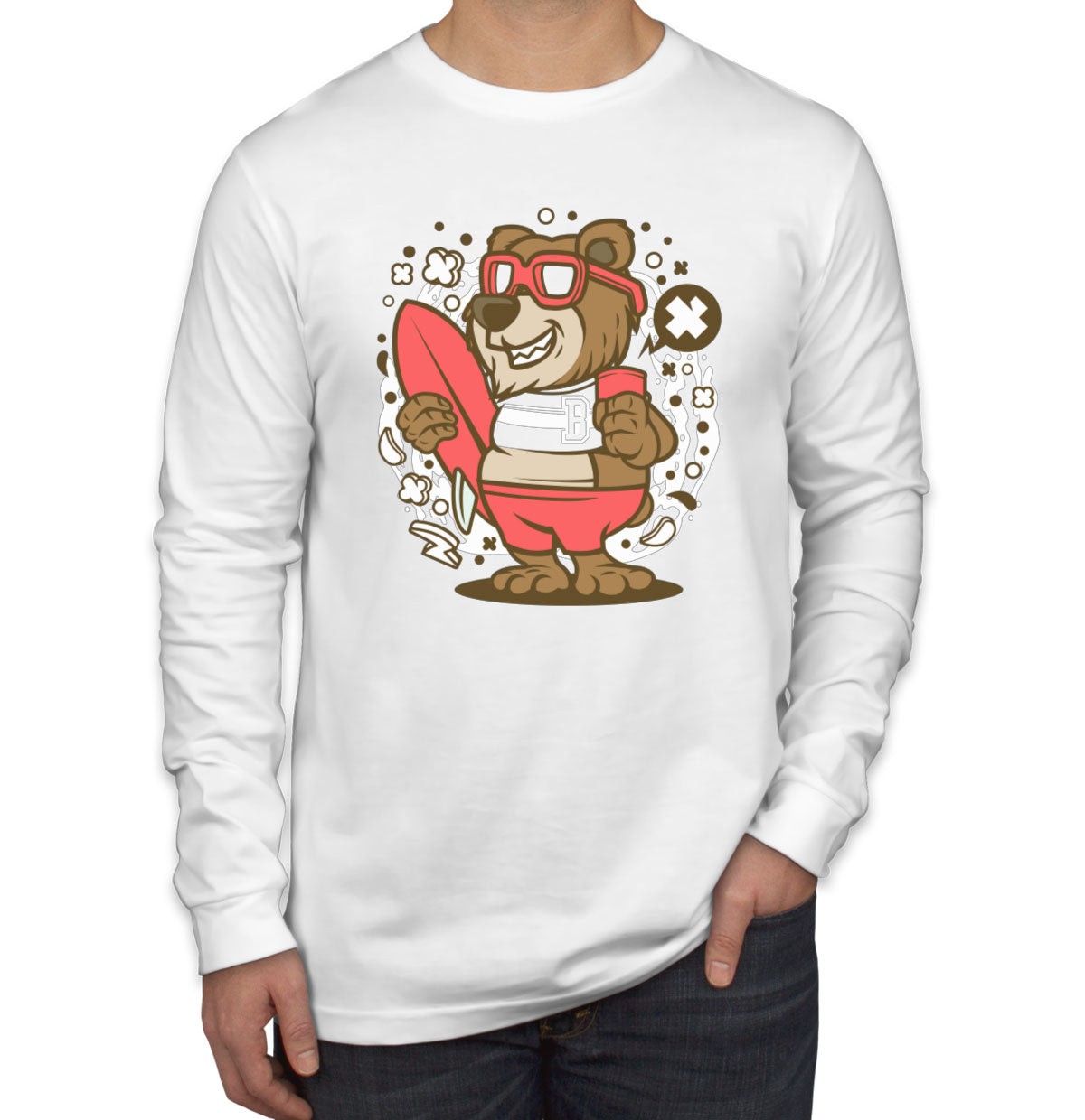 Surfer Bear Men's Long Sleeve Shirt