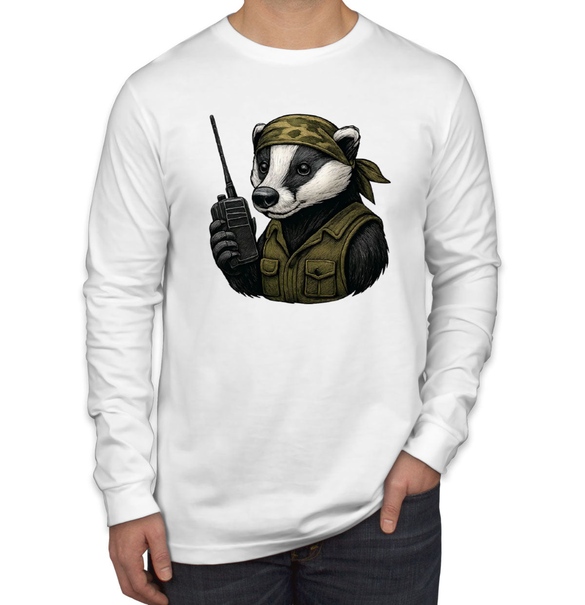 Tactical Raccoon Hunting Men's Long Sleeve Shirt